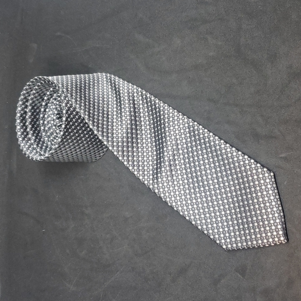 Structure silver and gray polyester tie